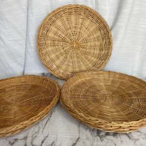 Boho Wicker Picnic Plate Holders 7pc